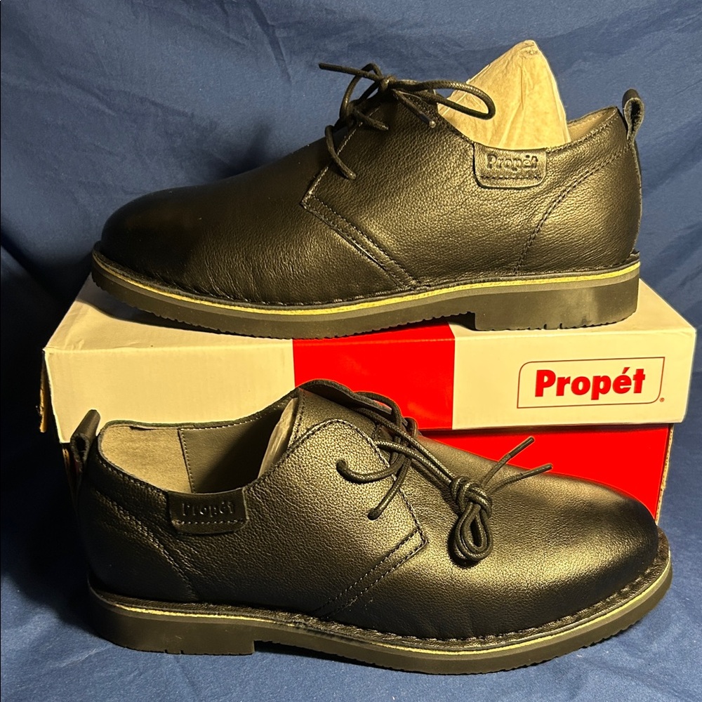 Propet Classic Black Leather Derbys